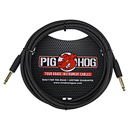 Pig Hog Instrument Cable Black Woven 1/4" to 1/4" 10 ft. Black Woven