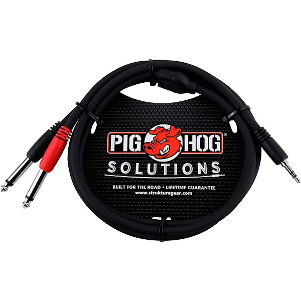 Pig Hog Solutions Stereo Breakout Cable 3.5 mm to Dual 1/4" 3 ft.