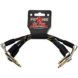 Pig Hog Instrument Cables Lil Pigs 6 in. Patch Cables (3-Pack) Rasta Stripe