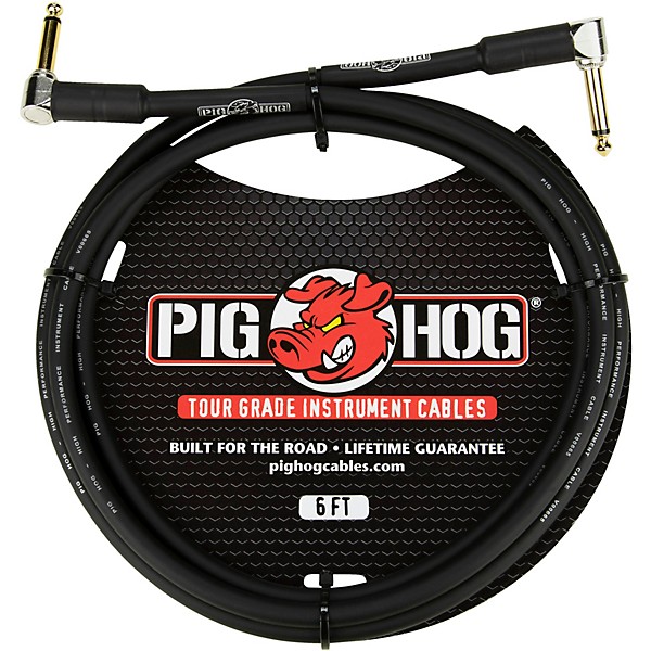 Pig Hog Instrument Cable 1/4" Right Angle - 1/4" Right  Angle 6 ft.