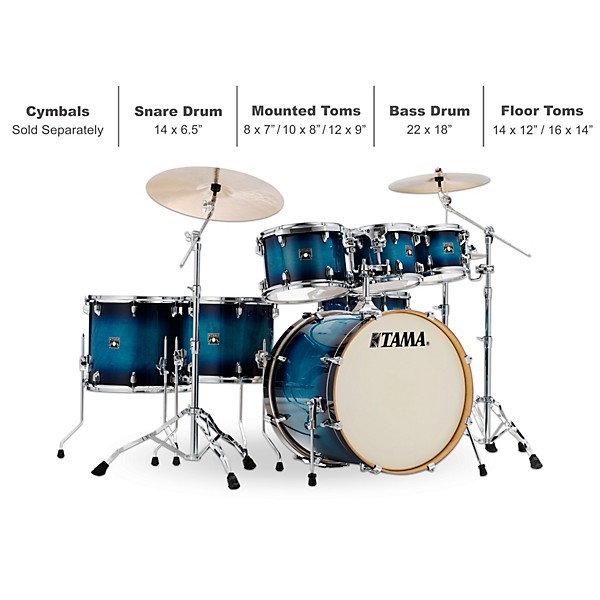 TAMA Superstar Classic 7-Piece Shell Pack Blue Lacquer Burst
