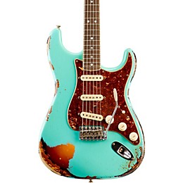 Fender Custom Shop Limited Edition '60s Heavy Relic Bound Neck Stratocaster Electric Guitar Sea Foam Green over 3-Color Sunburst