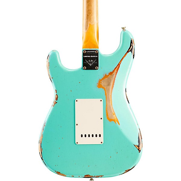 Fender Custom Shop Limited Edition '60s Heavy Relic Bound Neck Stratocaster Electric Guitar Sea Foam Green over 3-Color Su...