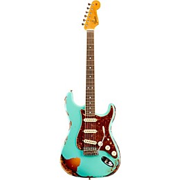 Fender Custom Shop Limited Edition '60s Heavy Relic Bound Neck Stratocaster Electric Guitar Sea Foam Green over 3-Color Sunburst