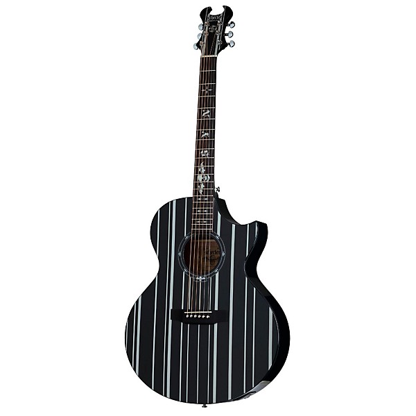 Schecter Guitar Research Synyster Gates 3700 Acoustic-Electric Guitar Gloss Black with Silver Pinstripes