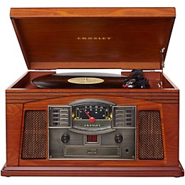 Open Box Crosley Lancaster All-in-one Belt-Drive Turntable Record Player with CD, Cassette and Radio Level 1 Paprika