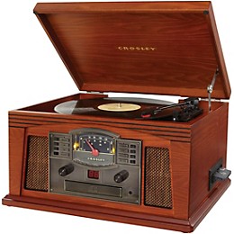 Open Box Crosley Lancaster All-in-one Belt-Drive Turntable Record Player with CD, Cassette and Radio Level 1 Paprika