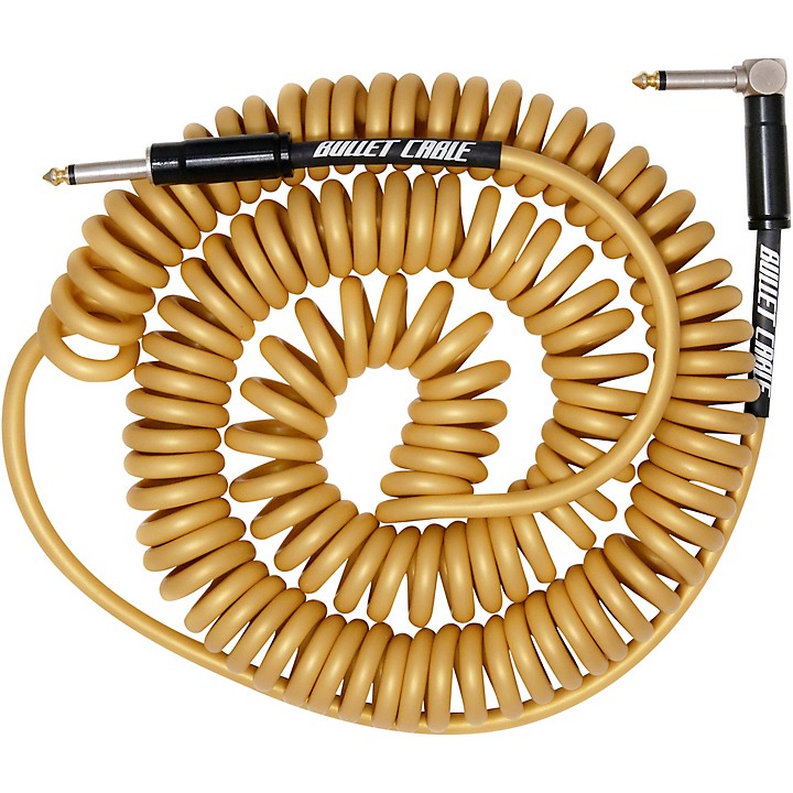 Bullet Cable 30' Coil Cable Straight Angle Gold Guitar Center