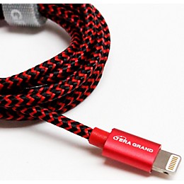 Tera Grand Apple MFi Certified - Lightning to USB Braided Cable with Aluminum Housing 4 ft. Red and Black