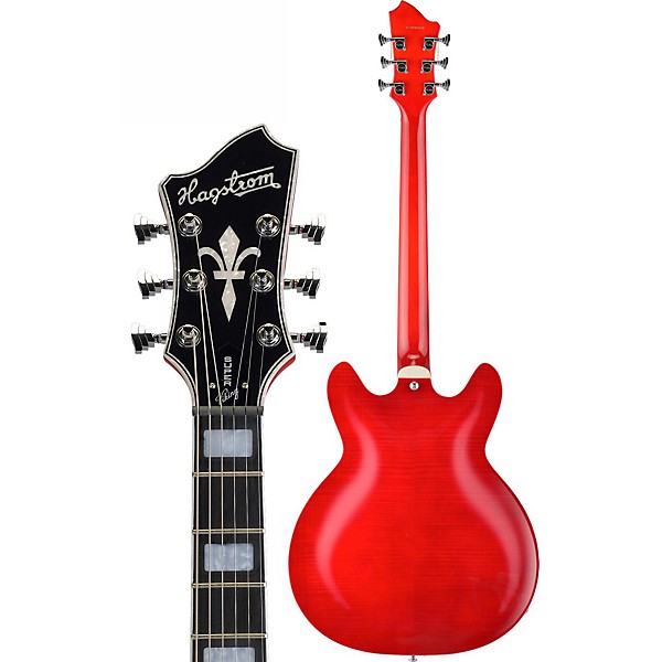 Open Box Hagstrom Super Viking Flame Maple Electric Guitar Level 2 Transparent Wild Cherry 190839378927