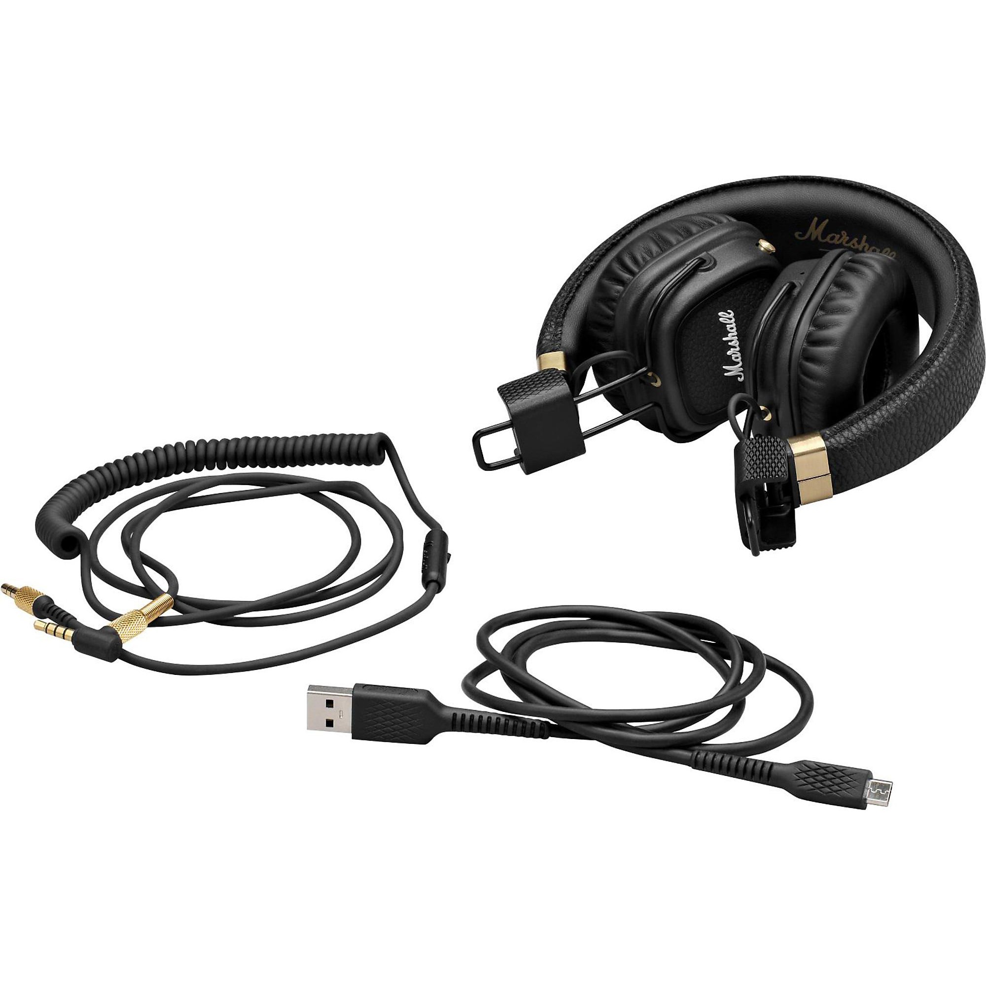 ヘッドフォン+イヤフォン Marshall MAJOR II BLUETOOTH [Black] dwos6rj Marshall Major II Bluetooth Headphones Black | Guitar Center