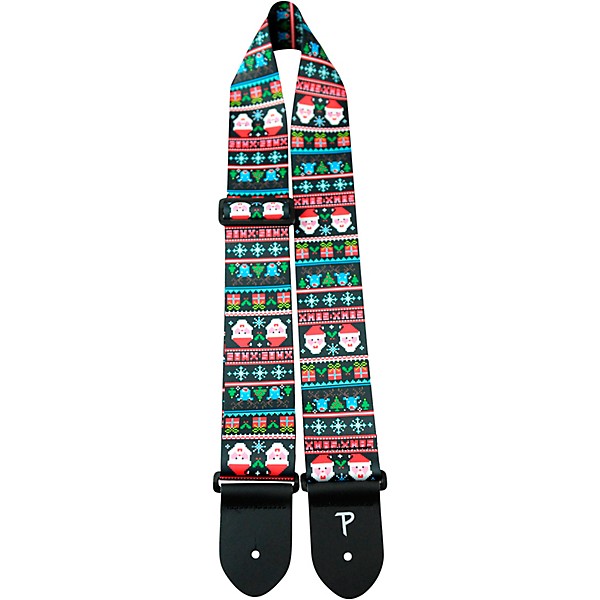 Perri's Santa Ugly Sweater Pattern Guitar Strap Ugly Christmas Sweater - Santa 2.5 in.