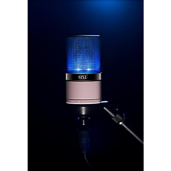 MXL 990 Blizzard White Limited-Edition LDC Microphone With Blue LED