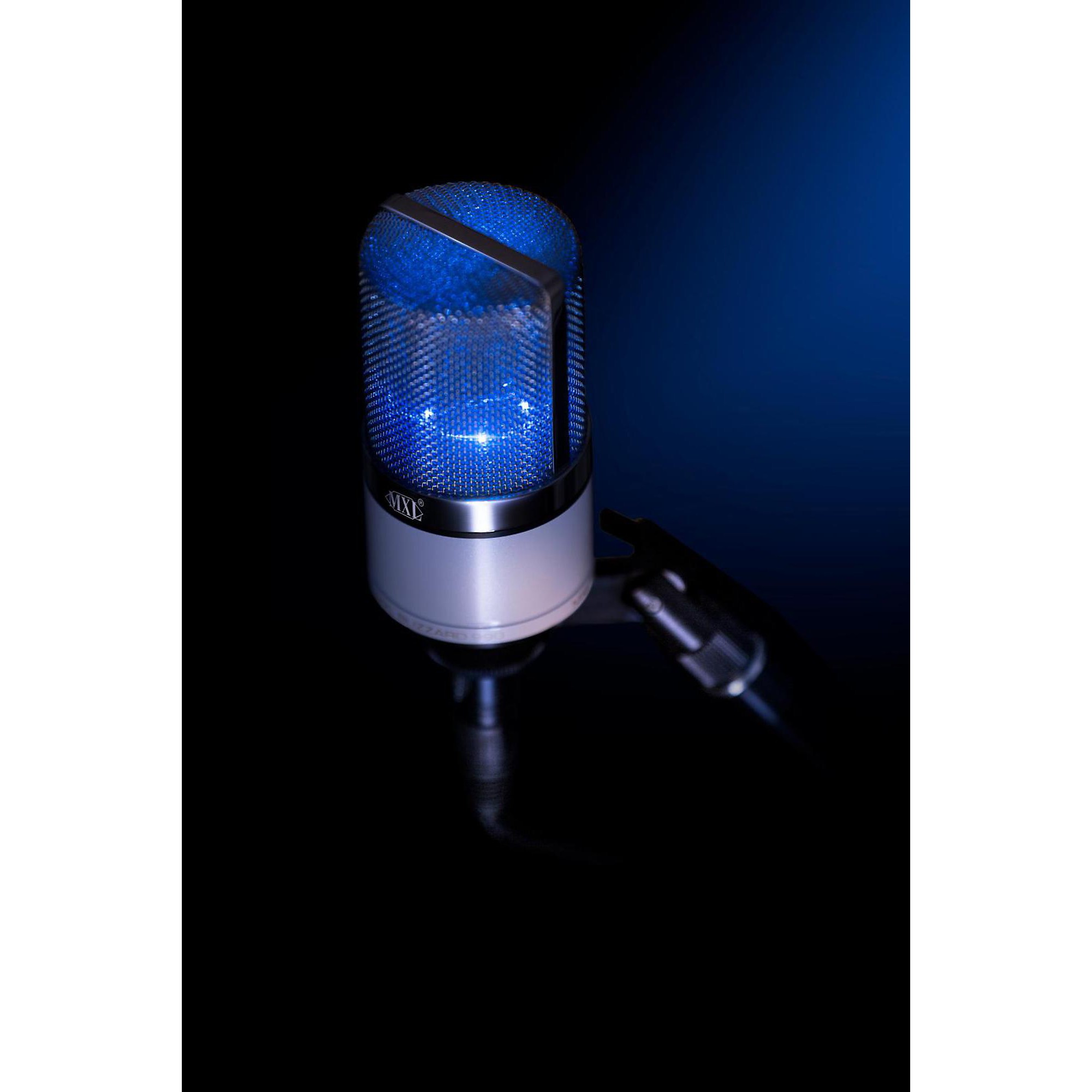 MXL 990 Blizzard White Limited-Edition LDC Microphone With Blue