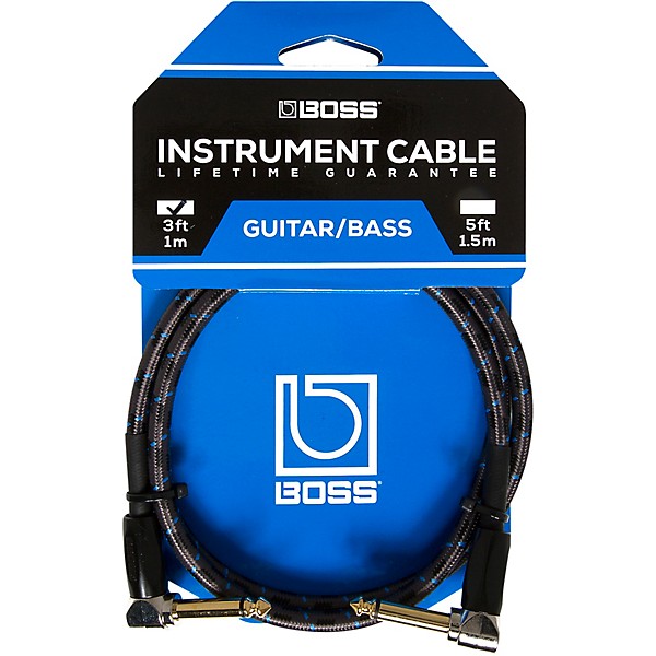 BOSS 1/4" Angle - Angle Instrument Cable 3 ft.