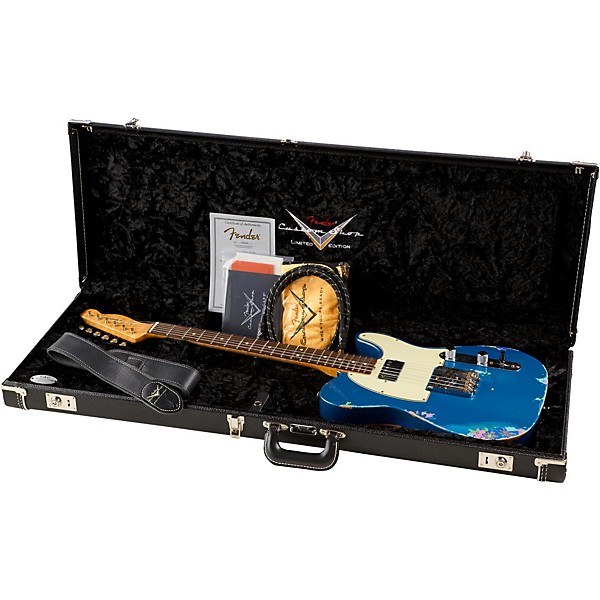 Fender Custom Shop Limited-Edition '60s H/S Relic Telecaster Electric Guitar Aged Lake Placid Blue over Blue Flower