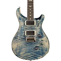 PRS Custom 24 Carved Figured Maple Top With Gen 3 Tremolo Solidbody Electric Guitar Faded Whale Blue