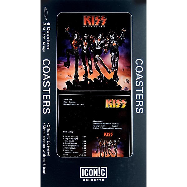 Iconic Concepts Kiss: Destroyer - 6-Piece Coaster Set Packaged in Tin Box