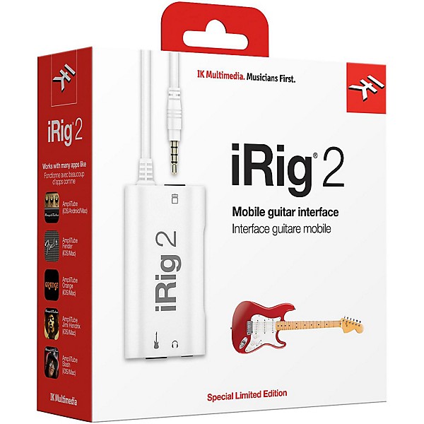 Open Box IK Multimedia iRig 2 Guitar Interface for iOS, Mac and Select Android Devices - Limited Edition White Level 1