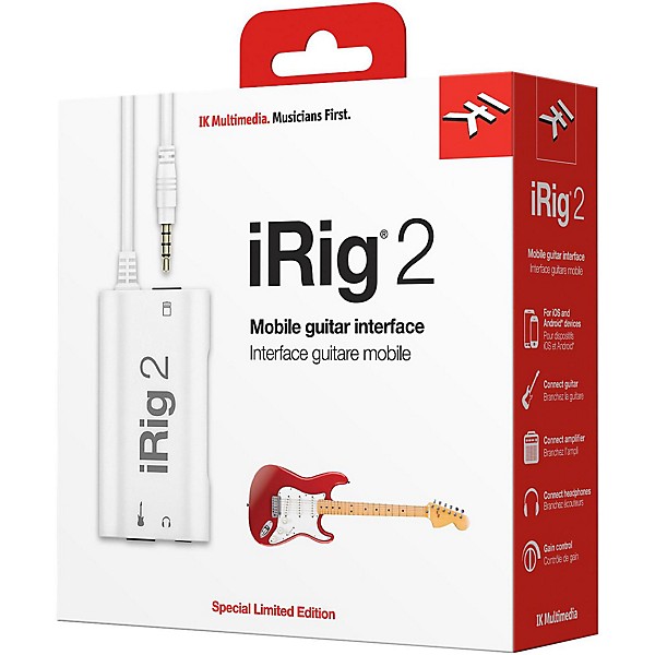 Open Box IK Multimedia iRig 2 Guitar Interface for iOS, Mac and Select Android Devices - Limited Edition White Level 1