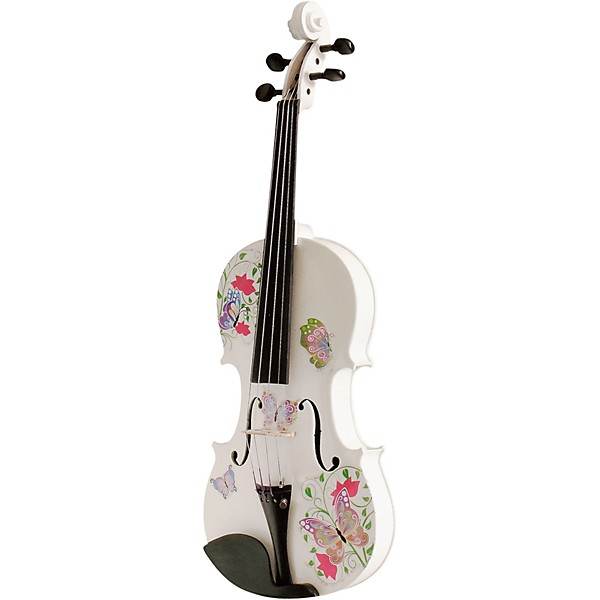Open Box Rozanna's Violins Butterfly Dream White Glitter Series Violin Outfit Level 2 4/4 190839591937