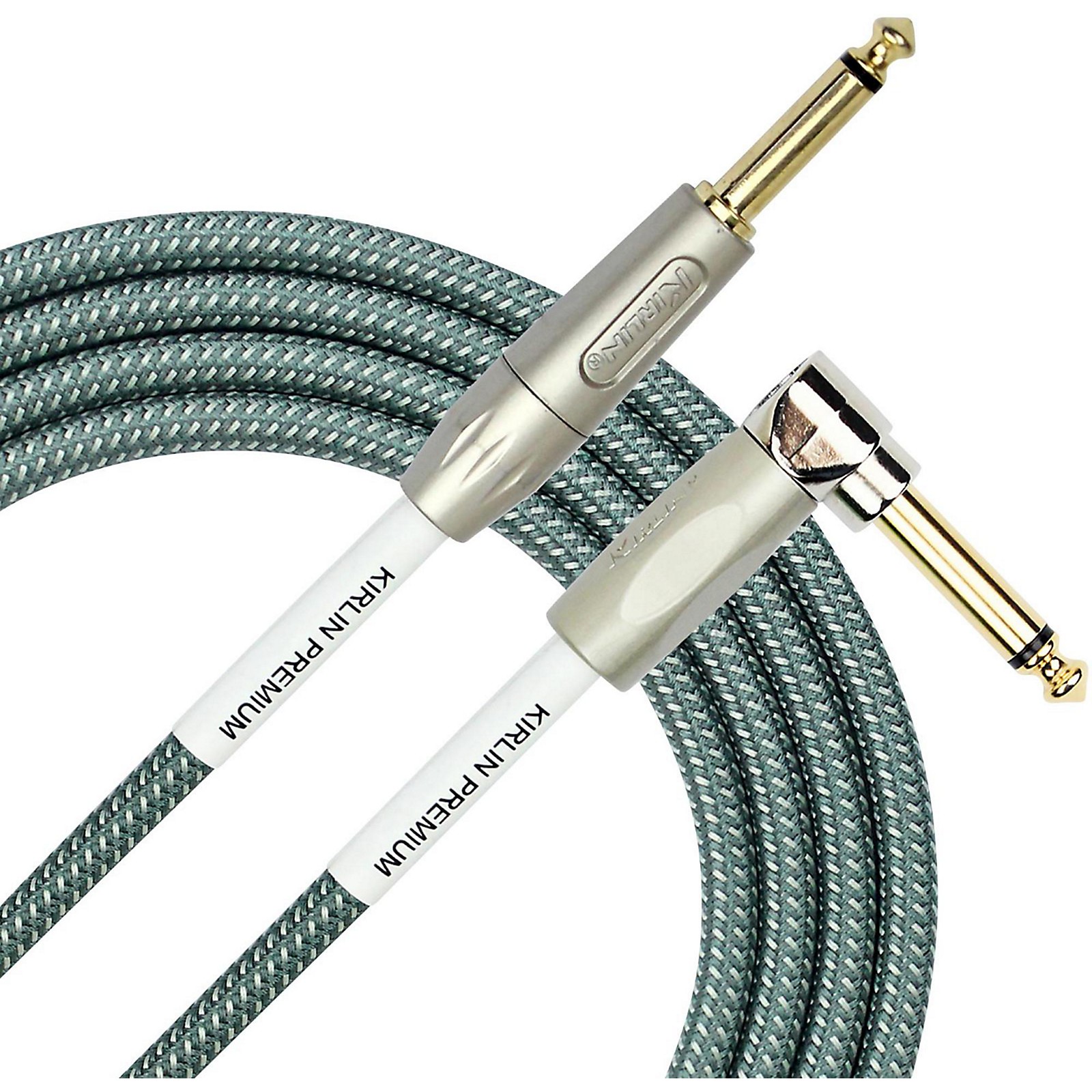 Kirlin Premium Plus Straight to Right Angle Instrument Cable, Olive