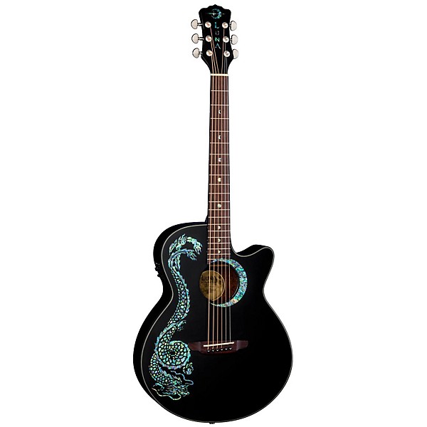 Open Box Luna Fauna Dragon Acoustic-Electric Guitar Level 2 Classic Black 190839863492