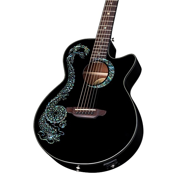 Open Box Luna Fauna Dragon Acoustic-Electric Guitar Level 2 Classic Black 190839863492