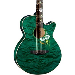 Luna Flora Moonflower Acoustic-Electric Guitar Transparent Mallard