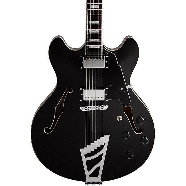 D'Angelico Premier Series DC Semi-Hollowbody Electric Guitar with Stairstep Tailpiece Black