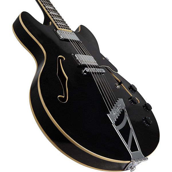 D'Angelico Premier Series DC Semi-Hollowbody Electric Guitar with Stairstep Tailpiece Black