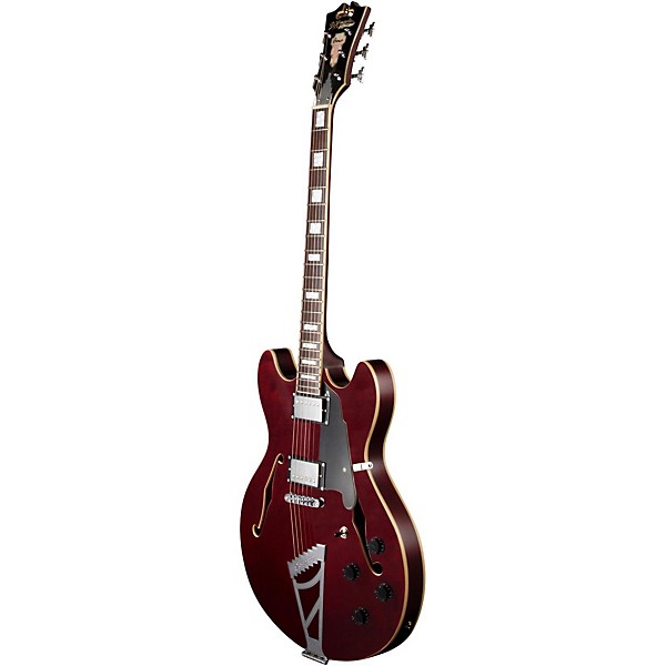 Clearance D'Angelico Premier Series DC Semi-Hollowbody Electric Guitar with Stairstep Tailpiece Transparent Wine