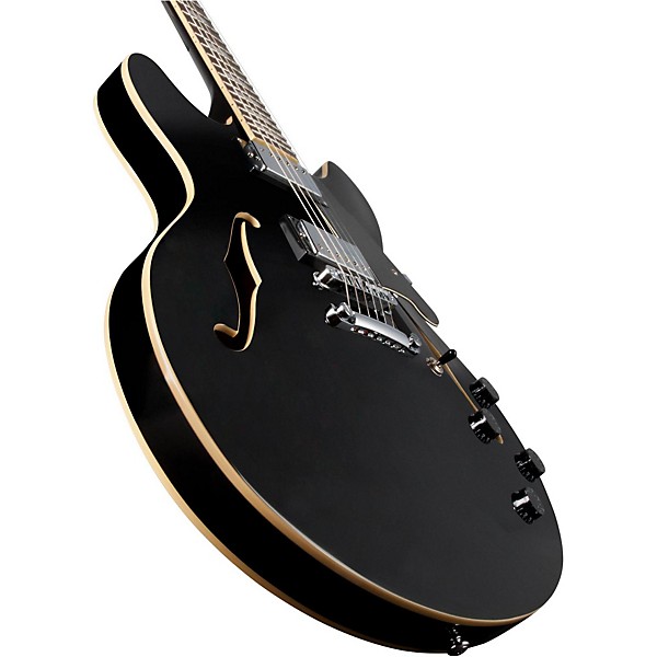 D'Angelico Premier Series DC with Stop Tail Piece Hollowbody Electric Guitar Black