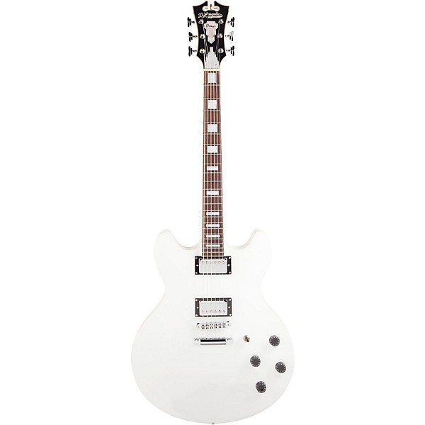 D'Angelico Premier Series DC Semi-Hollowbody Electric Guitar with No F-Holes and Stopbar Tailpiece White