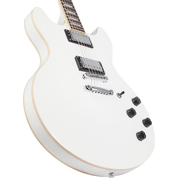 Open Box D'Angelico Premier Series DC Semi-Hollowbody Electric Guitar with No F-Holes and Stopbar Tailpiece Level 2 White ...