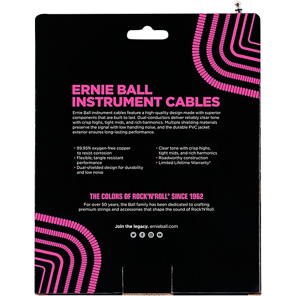Open Box Ernie Ball Coiled Ultraflex Straight-Angle Instrument Cable - White Level 1 30 ft.