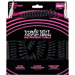 Ernie Ball Coiled Straight-Straight Instrument Cable - Black 30 ft.