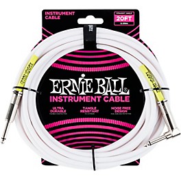 Ernie Ball Straight-Angle Instrument Cable - White 15 ft. Ernie Ball Straight-Angle Instrument Cable - White 20 ft.