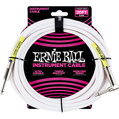 Ernie Ball Straight-Angle Instrument Cable White 20 Ft. for sale