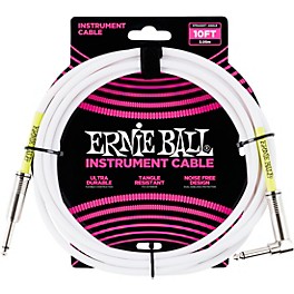 Ernie Ball Straight-Angle Instrument Cable - White 15 ft. Ernie Ball Straight-Angle Instrument Cable - White 10 ft.