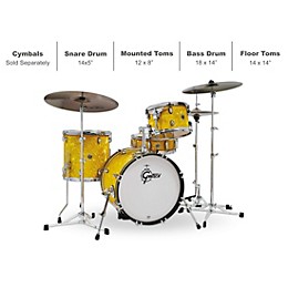 Gretsch Drums Catalina Club Jazz 4-Piece Shell Pack Yellow Satin Flame