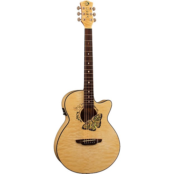 Open Box Luna Fauna Butterfly-Acoustic Electric Guitar Level 1 Natural