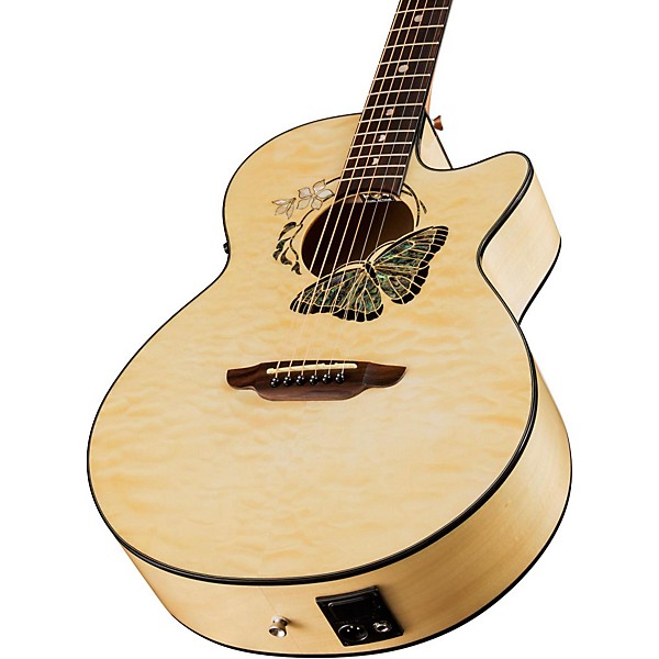 Open Box Luna Fauna Butterfly-Acoustic Electric Guitar Level 1 Natural