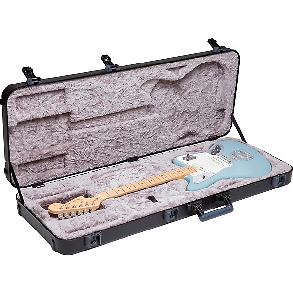 Fender Deluxe Molded ABS Jaguar/Jazzmaster Guitar Case Black Gray/Silver