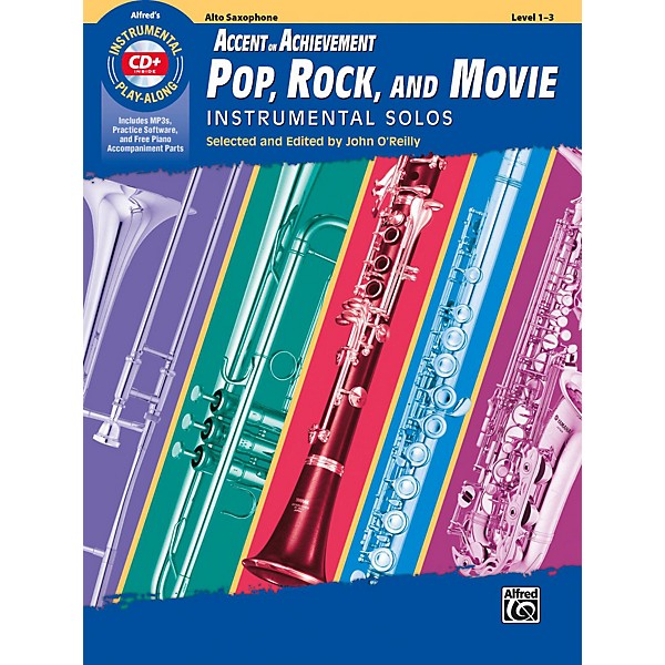 Alfred Accent on Achievement Pop, Rock, and Movie Instrumental Solos Alto Saxophone Book & CD