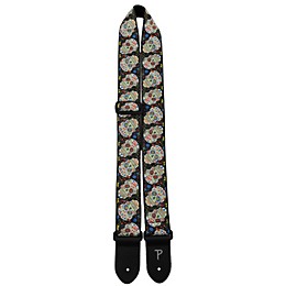Perri's The Hope Collection by Selena 2" Jacquard Guitar Strap Happy Sugar Skulls w Black Background 2 in.