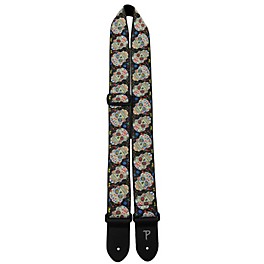 Perri's The Hop... Perri's The Hope Collection by Selena 2" Jacquard Guitar Strap Happy Sugar Skulls w Black Background 2 in.