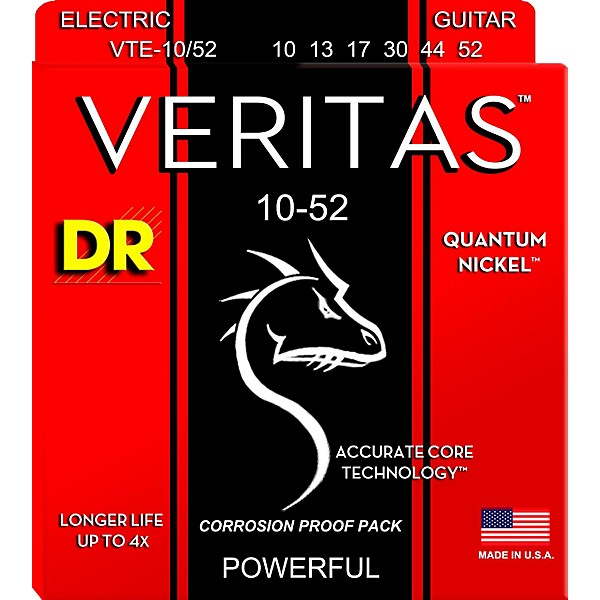 DR Strings Veritas - Accurate Core Technology Big and Heavy Electric Guitar Strings (10-52) 3-PACK