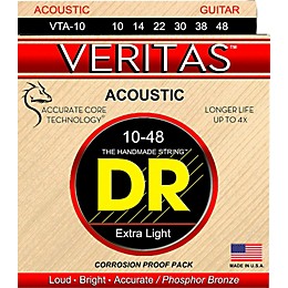 DR Strings Veritas - Perfect Pitch with Dragon Core Technology Custom Light Acoustic Strings (10-48) 3 Pack