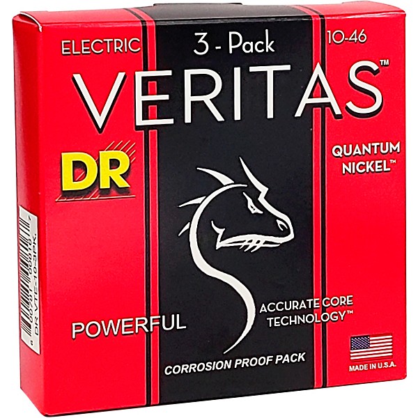DR Strings Veritas - Accurate Core Technology Medium Electric Guitar Strings (10-46) 3-PACK